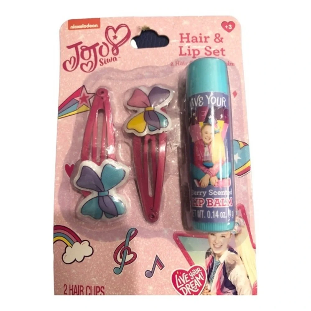 2 sets Jojo Siwa 2piece‎ hair clip and lip balm set new